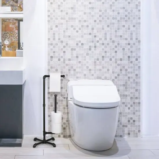 Black Freestanding Toilet Paper Cast Iron Pipe Stand {8}