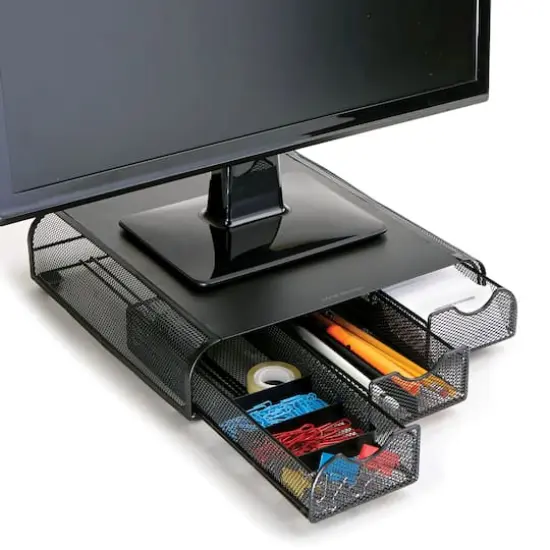 Mind Reader Mesh Storage Monitor Stand Black {4}