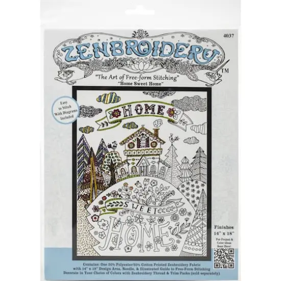Design Works&trade; Zenbroidery Home Sweet Home Stamped Embroidery Kit {3}