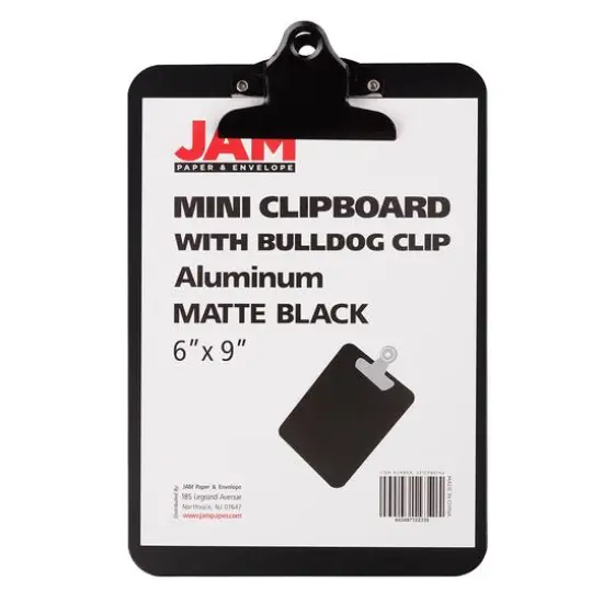 JAM Paper Black Mini Aluminum Clipboard with Bulldog Clip {3}