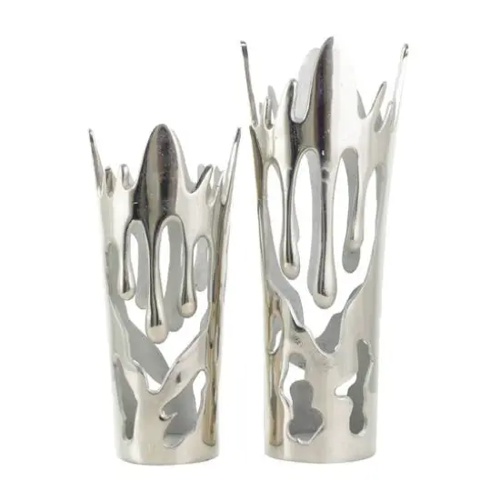 Silver Aluminum Melting Drip Vase Set {1}