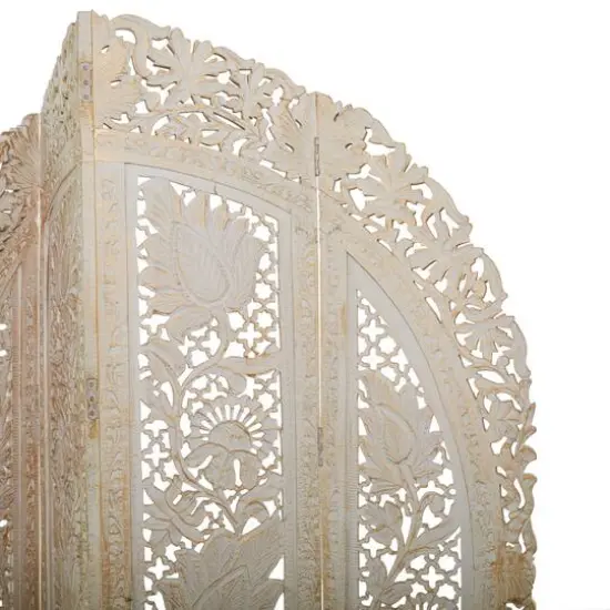 White Mango Wood Eclectic Room Divider Screen, 72 " x 60 " x 2 " {8}
