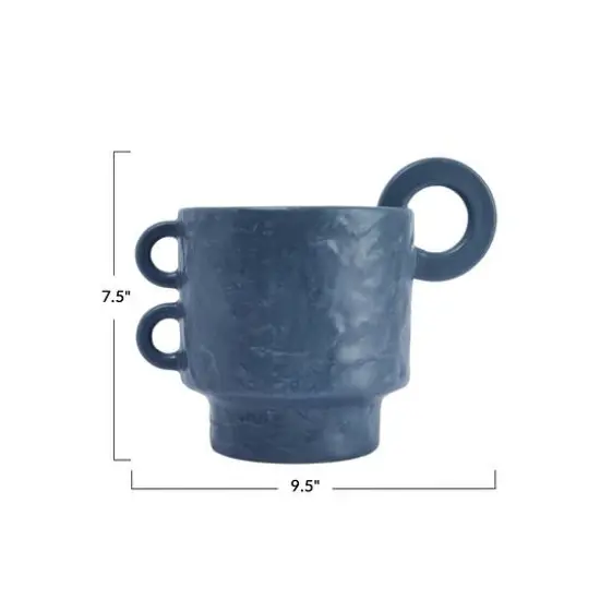Hello Honey&reg; 9.5" Blue Modern Stoneware Planter with Handles {7}