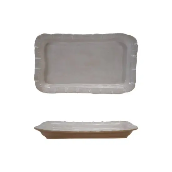 Hello Honey Stoneware Platter with Ruffled Edge, White {1}