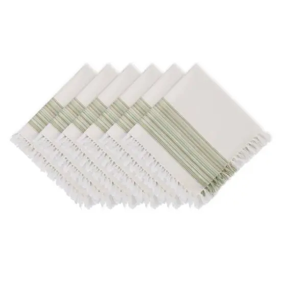 DII&reg; 20" x 20" Fringed Striped Napkins, 6ct. Thyme {1}