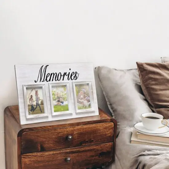  Elegant Designs Whitewash Memories 3 Photo Collage 4" x 6" Picture Frame {6}