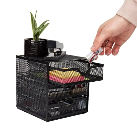 Mind Reader Black Mesh Mini 3 Tier Drawer Desk Office Supplies Organizer {5}