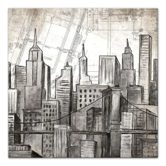 Sketched Skyline 24" x 24" Canvas Wall Art {1}