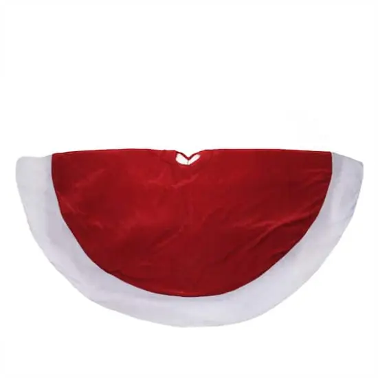 5ft. Red & White Velvet Christmas Tree Skirt {1}