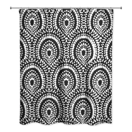 Fan Pattern Shower Curtain Black {3}