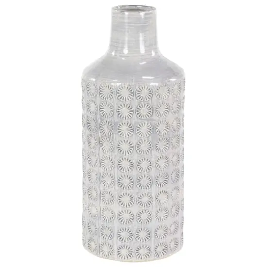 CosmoLiving by Cosmopolitan White Porcelain Coastal Style Vase, 8" x 18" {1}