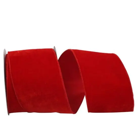 JAM Paper 4" x 10yd. Regal Red Wired Plush Velvet Ribbon {1}
