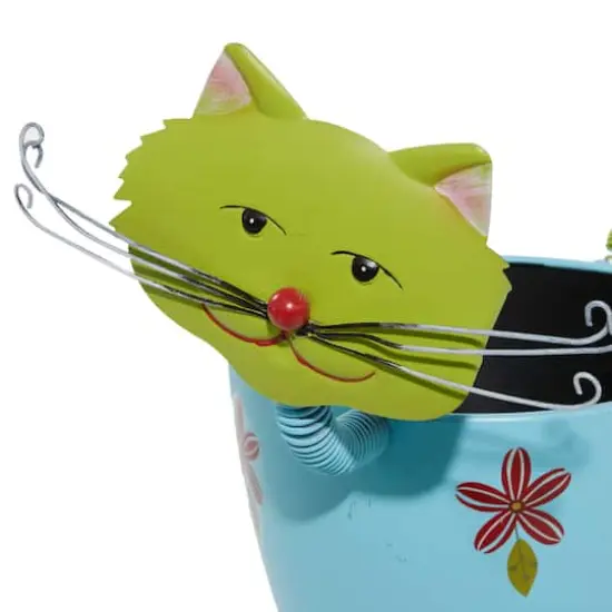 19" Blue Iron Farmhouse Cat Planter {3}