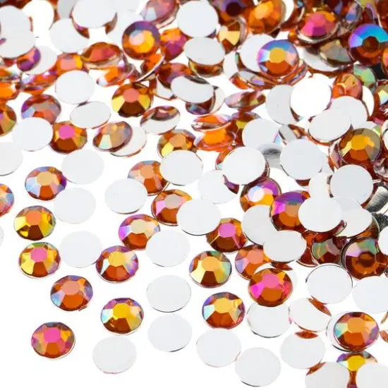 John Bead 6mm Acrylic Round Flat Back Rhinestones, 1,000ct. Orange AB {1}