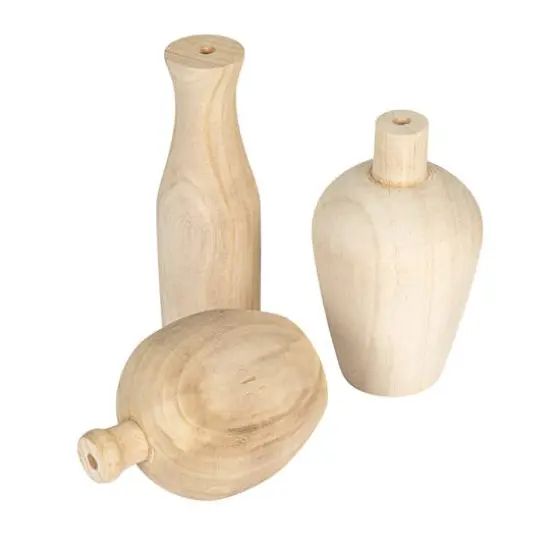 Hello Honey&reg; Paulownia Wood Vases Set {1}