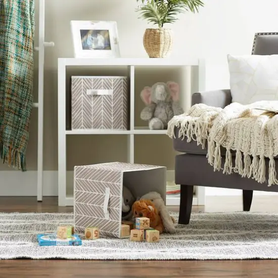 DII&reg; 11" Stone Herringbone Storage Cube, 2ct. {11}