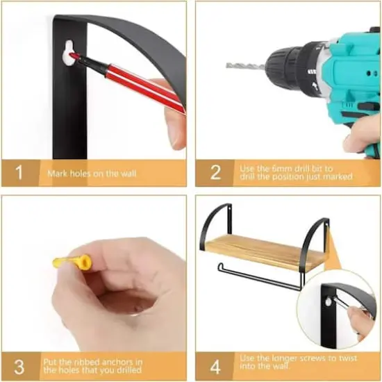 NEX&trade; 15" Wall Mounted Paper Towel Holder with Wood Shelf Light Brown {5}