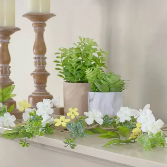 4ft. White Floral & Mixed Foliage Garland {3}