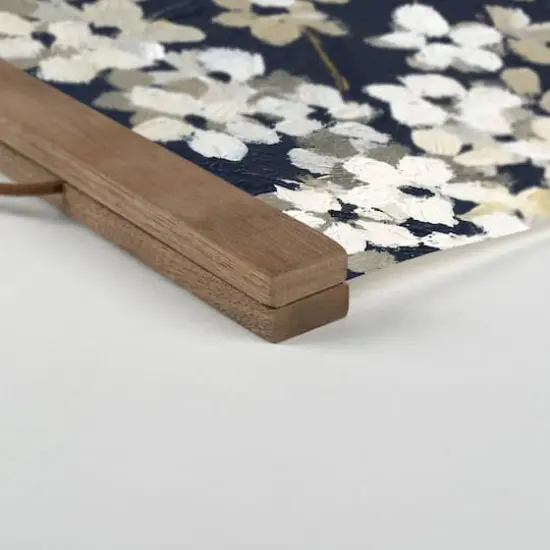 White Blossoms on Navy Teak Hanging Canvas {3}