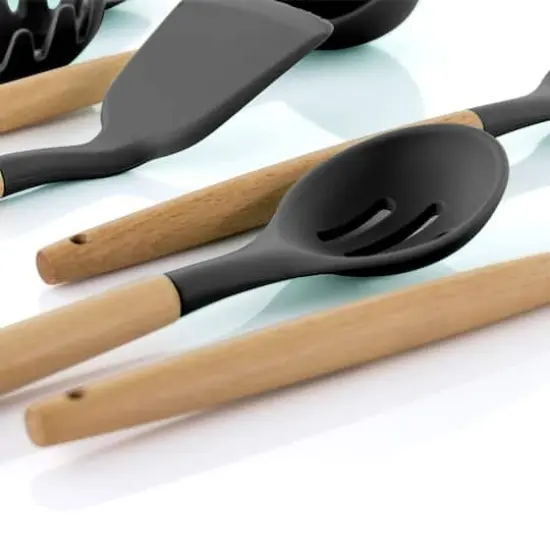 MegaChef Gray Silicone & Wood Cooking Utensils Set, 9ct. {4}