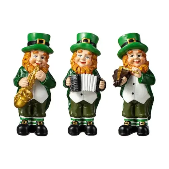 Glitzhome&reg; 5" St. Patrick's Leprechaun Musicians Table D&eacute;cor Set {1}