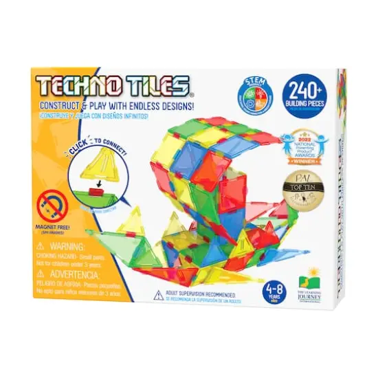 Techno Tiles - Geometric Snap & Build Tiles: Primary Colors: 240+ Pcs {1}