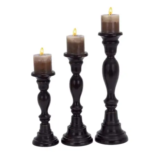 Black Mango Wood Farmhouse Candle Holder Set, 3ct. {1}