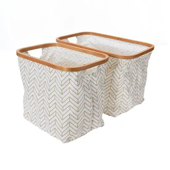 Household Essentials Krush Bamboo Rimmed Basket Set Brown {1}
