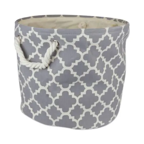 DII&reg; Medium Round Polyester Lattice Bin Gray {2}
