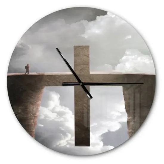 Designart Big Cross Between Two Cliffs Wall Clock {1}