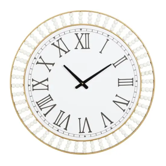 White Metal Contemporary Wall Clock, 24" x 24" x 2" {1}
