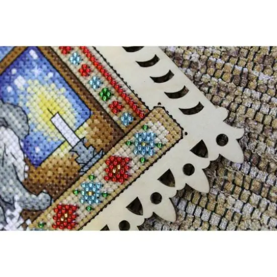 MP Studia Winter Evening Cross Stitch On Wood Kit {4}