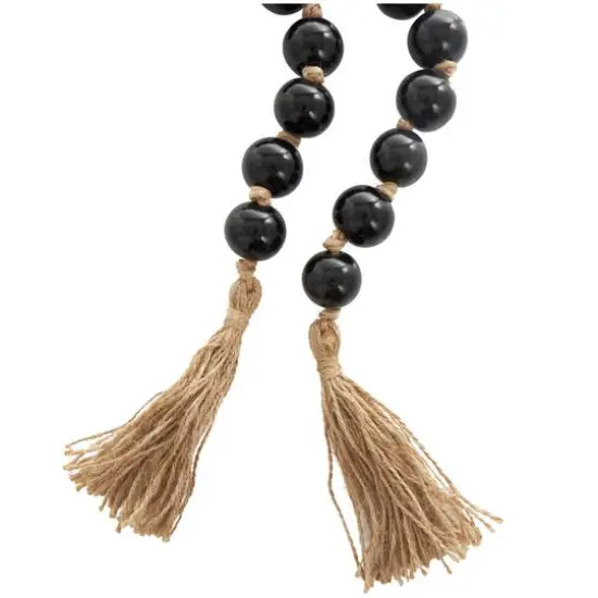 4ft. Glass Handmade Round Beaded Garland with Tassel Black {6}