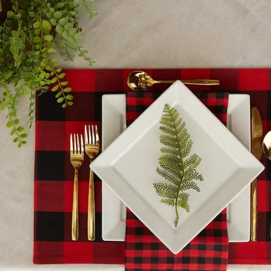 DII® Reversible Gingham & Buffalo Check Placemat Set, 4ct. Red/Black {8}