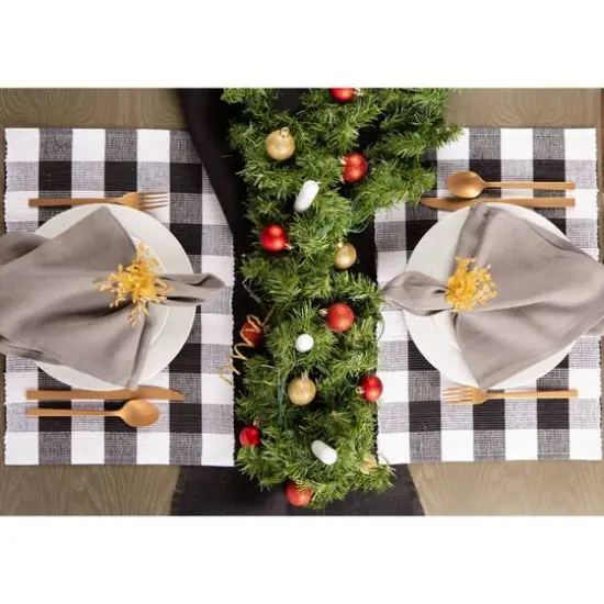 DII&reg; Buffalo Check Ribbed Placemat, 6ct. Black/White {8}