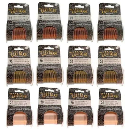 The Beadsmith&reg; Wire Elements&trade; 20 Gauge Tarnish Resistant Medium Temper Antique Copper, Vintage Bronze & Rose Gold Wire, 12ct. {1}