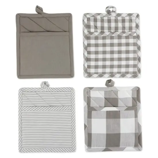 DII&reg; Gray & White Potholder Set Gray and White {1}