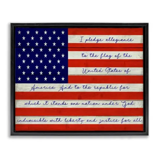 Stupell Industries Pledge of Allegiance Flag Floater Framed Art Black {1}