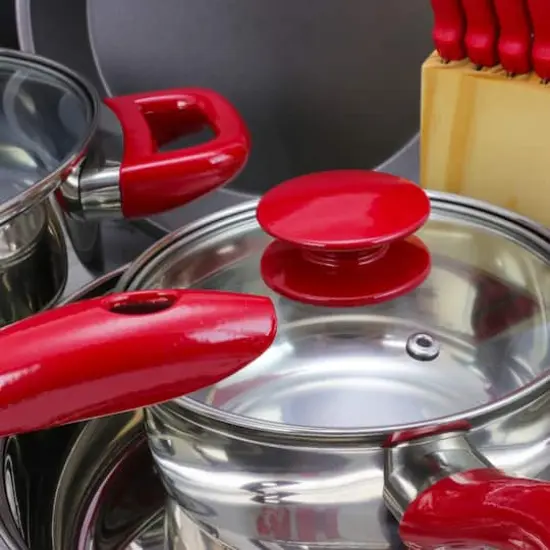 MegaChef Red Cookware Combo 22 Piece Set {4}