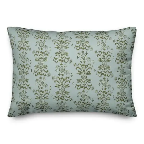 Floral Crest Lumbar Throw Pillow Green {1}