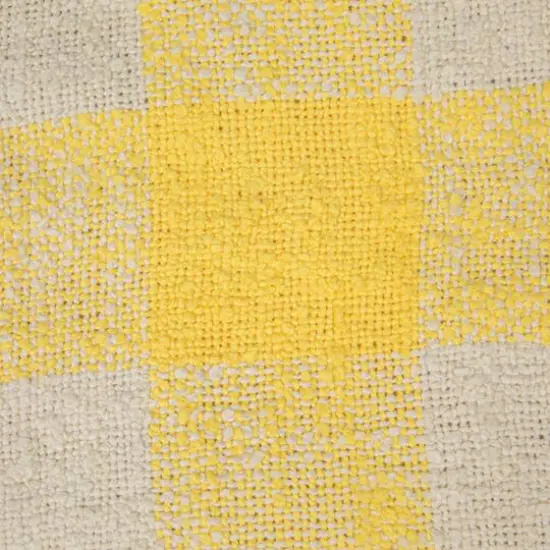 Hello Honey® Yellow & Cream Plaid Hand-Woven Cotton Throw with Fringe {7}