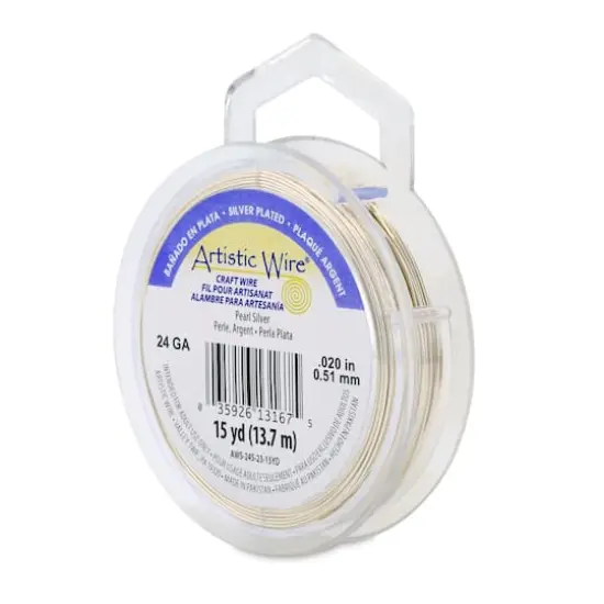 Artistic Wire&reg; 24 Gauge Silver Plated Tarnish Resistant Colored Copper Craft Wire, 15yd. Pearl Silver {1}