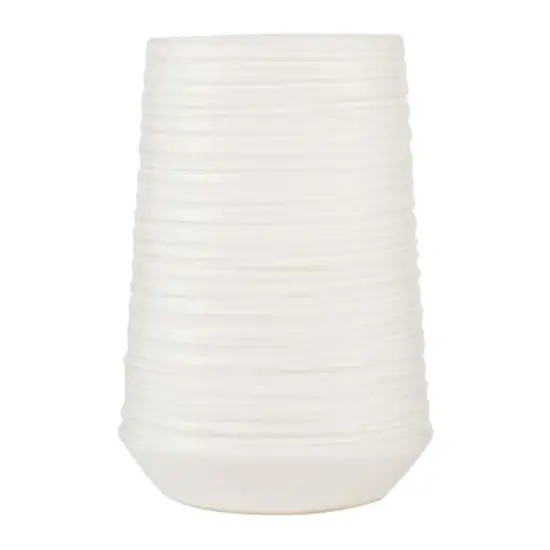 CosmoLiving by Cosmopolitan 7" White Porcelain Contemporary Vase {4}