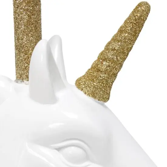Simple Designs 15.5" Unicorn Table Lamp White/Gold Glitter {9}