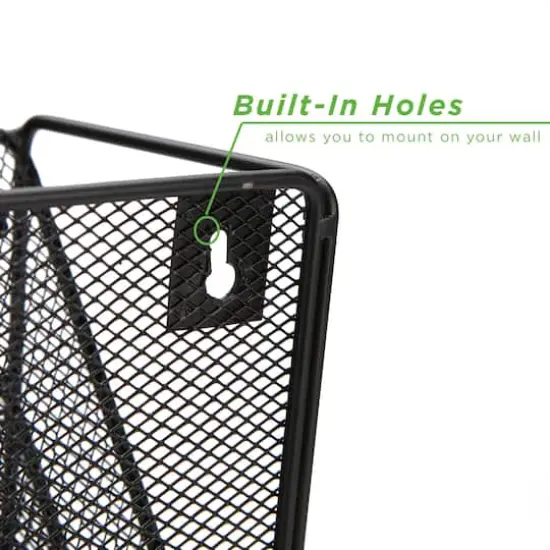 Mind Reader 6 Compartment Vertical Hanging Wall File & Chart Organizer Black {6}