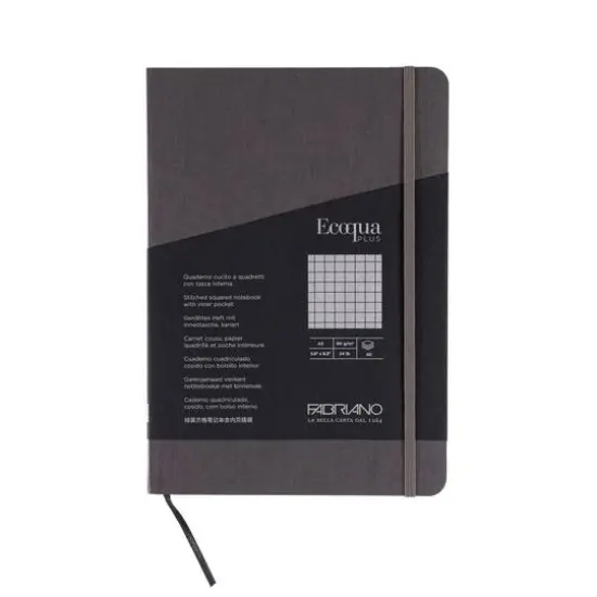 Fabriano&reg; EcoQua Plus A5 Graph Stitch-Bound Notebook Gray {4}