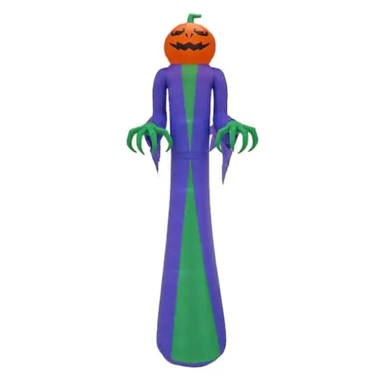 12ft. Inflatable Halloween Pumpkin Ghost Decoration with LED Lights {1}