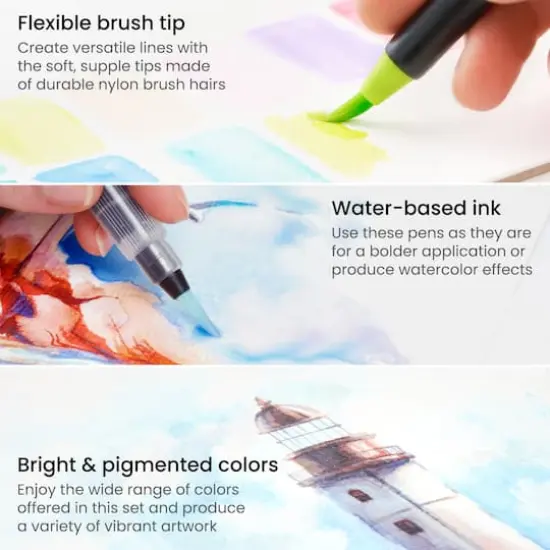 Arteza Real Brush Pens&reg; Unique Colors & Water Brush Set {6}