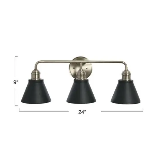 Hello Honey&reg; Robert Stevenson Lighting Josie Metal 3-Light Vanity with Shades Matte Black/Brushed Nickel {5}