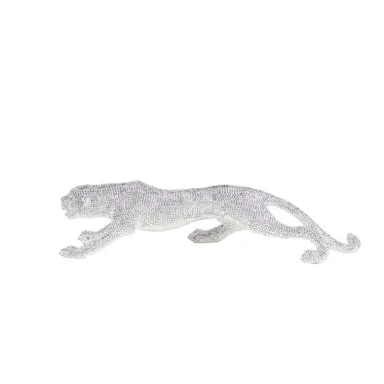 23" Silver Glam Leopard Sculpture {3}